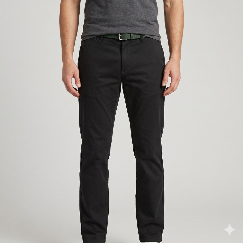 Classic Slim Straight Bonobos Washed Chinos Pants 32/30 Black Cotton